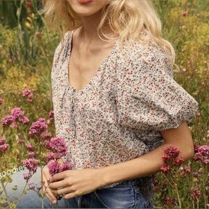 DOEN Lotus Briarwood Floral Crop Top Size Medium